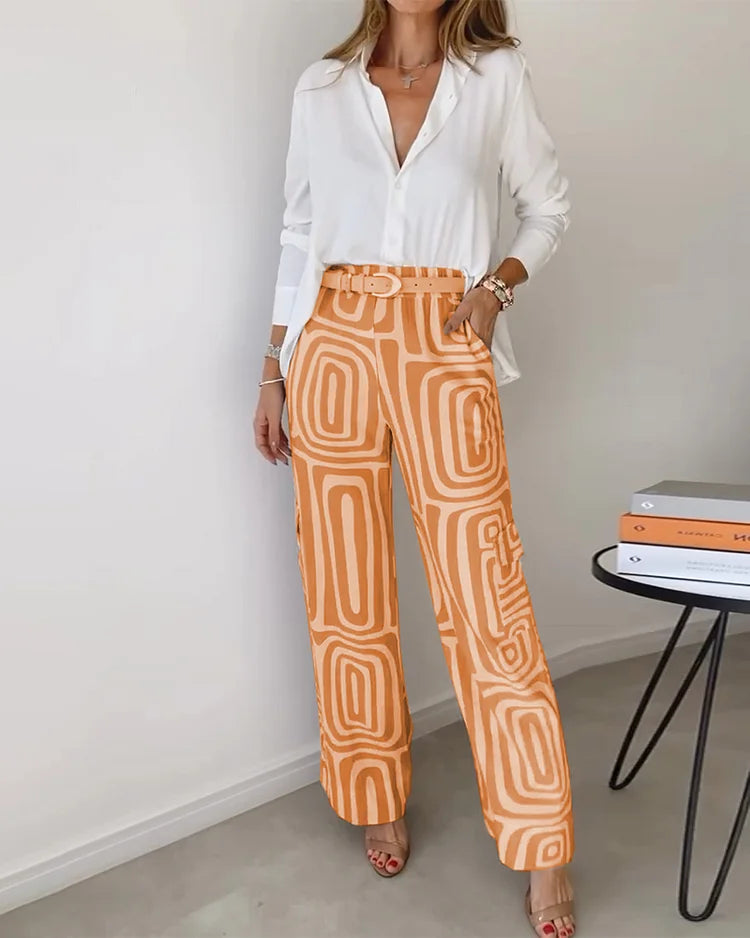 Juniper | Hooggetailleerde broek met geometrisch patroon