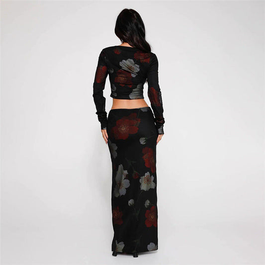 Zoey | Floral crop top & skirt set