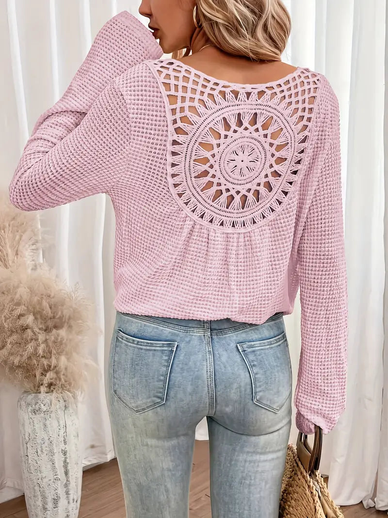 Kennedy | Wafelgebreide Blouse Met Gehaakte Rug