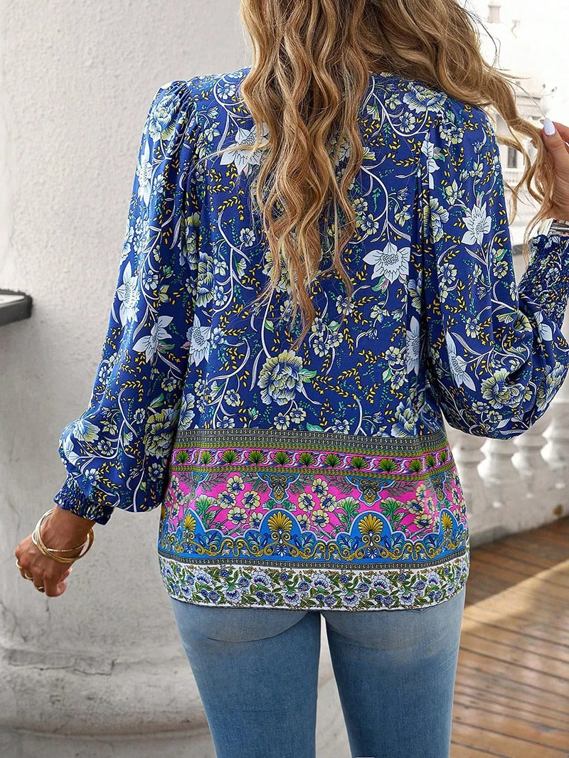 Leila | Gebloemde V-Hals Blouse Dames