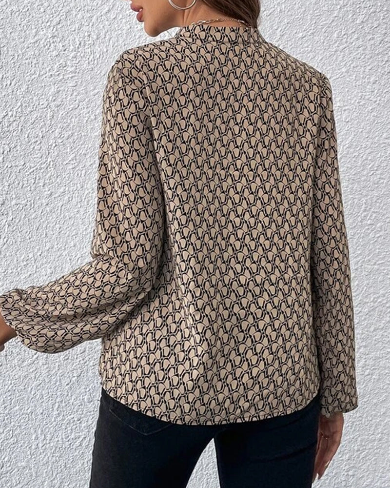 Joanna | Bedrukte Blouse met V-Hals