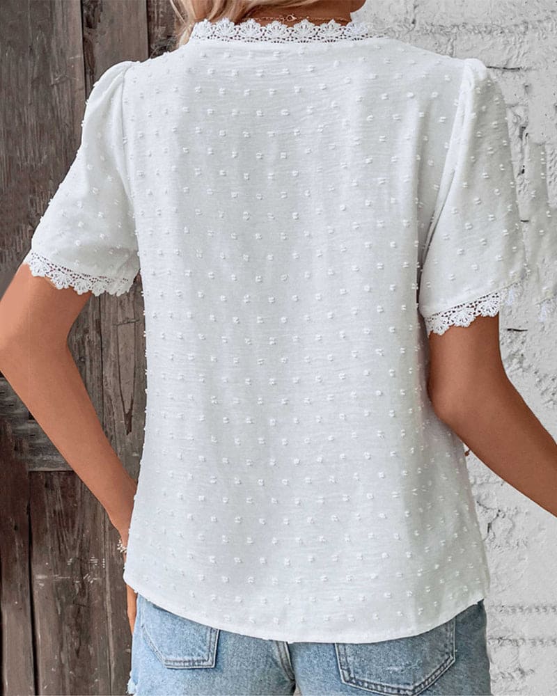 Alessia | V-hals Blouse met Kant voor Dames
