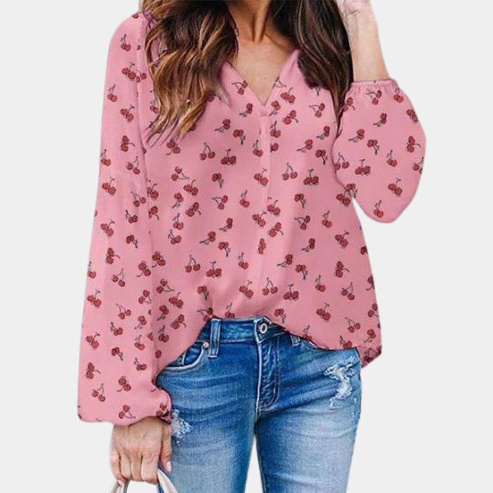 Emery | Casuale Blouse Met Kersenprint
