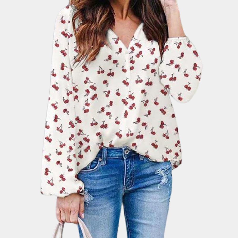 Emery | Casuale Blouse Met Kersenprint