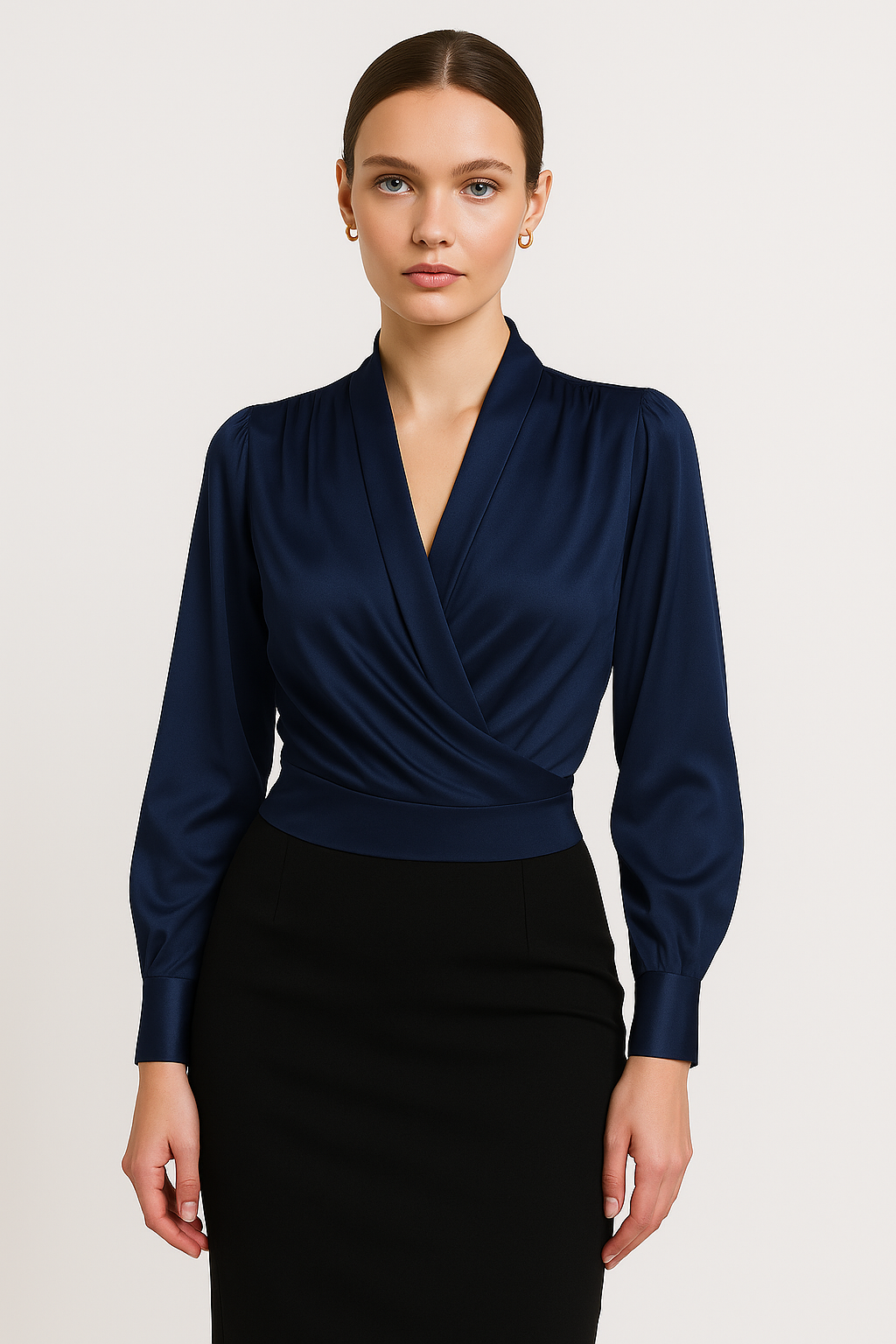 Annie | Elegante Gedrapeerde V-hals Blouse