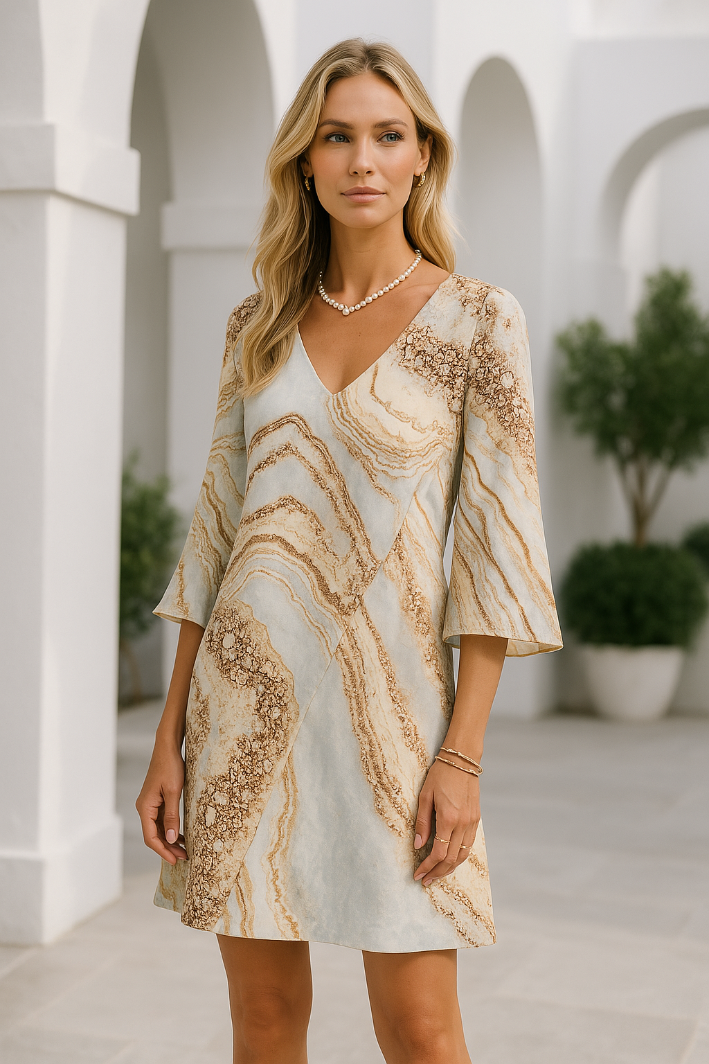 Elsa | Dress with bell sleeves and V-neck