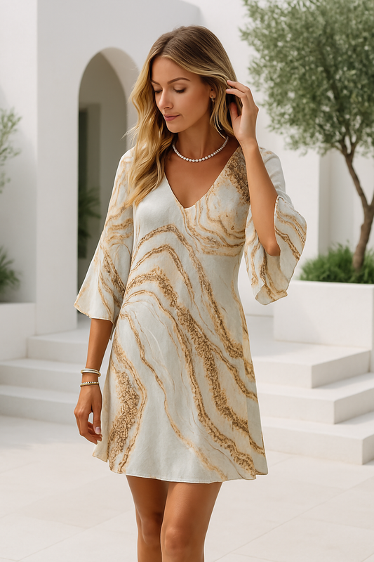 Elsa | Dress with bell sleeves and V-neck