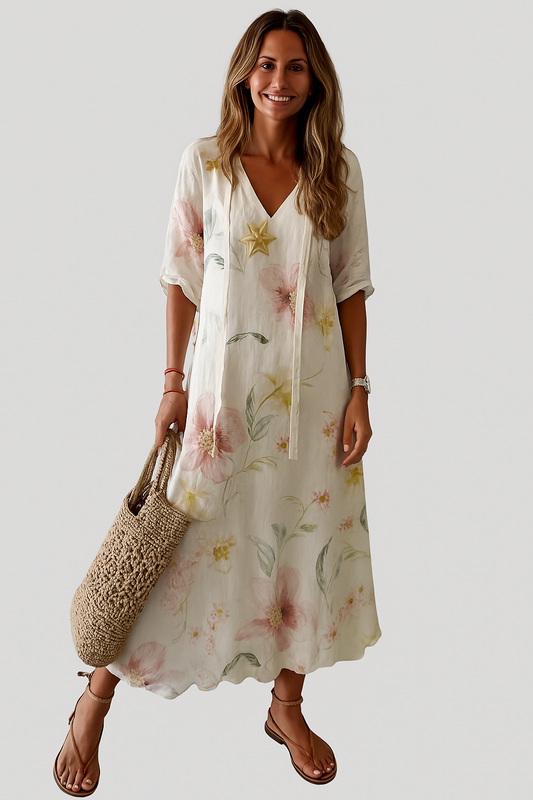 Desiree | Women's V-Neck Dress with Print