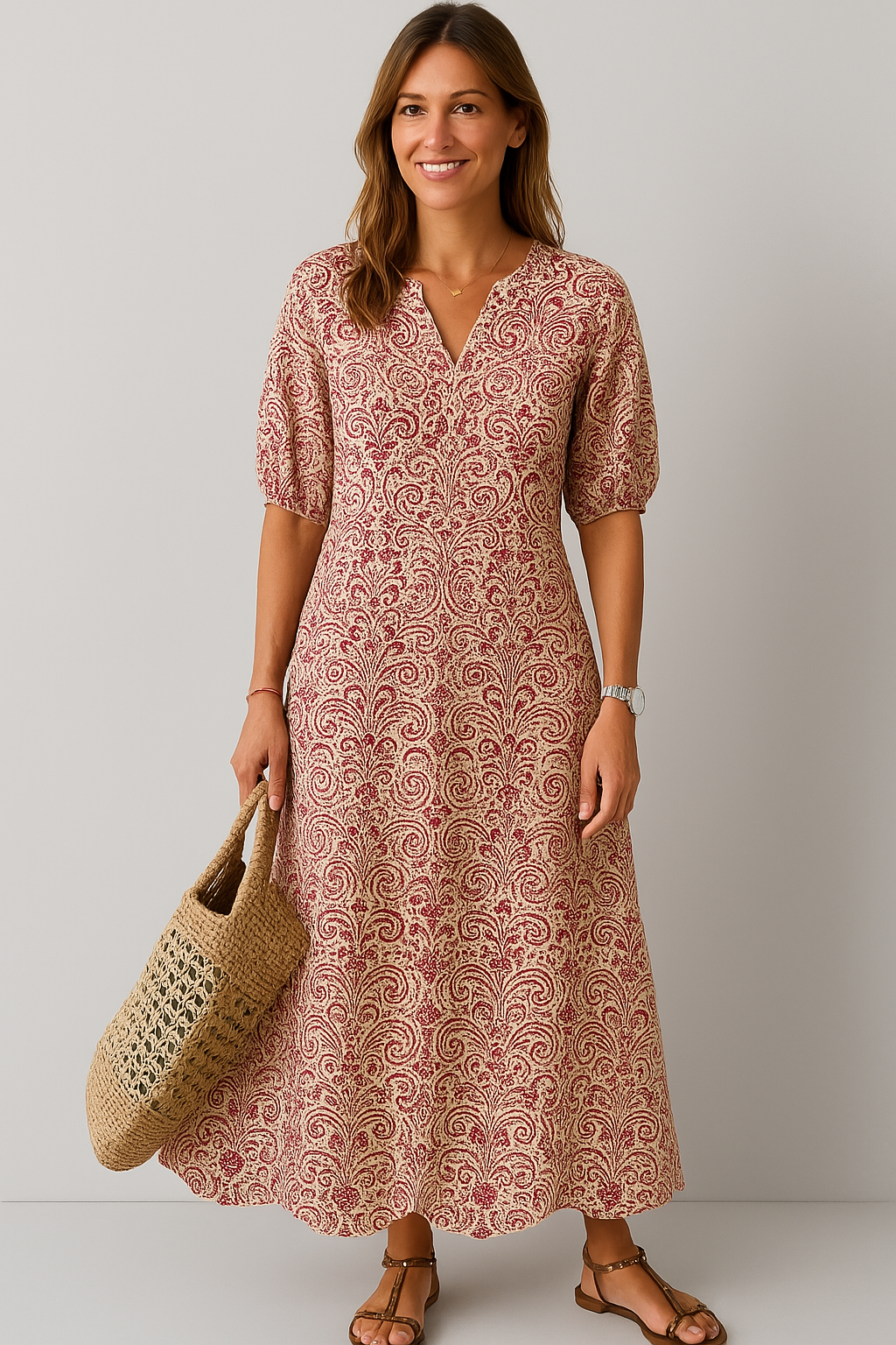 Desiree | Dames V-Hals Jurk met Print