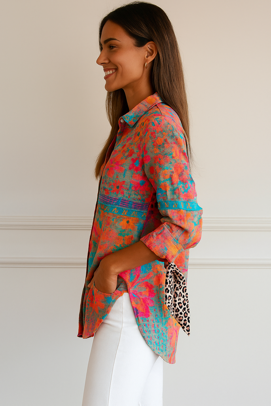 Kylie | Multicolor Knopenblouse Dames