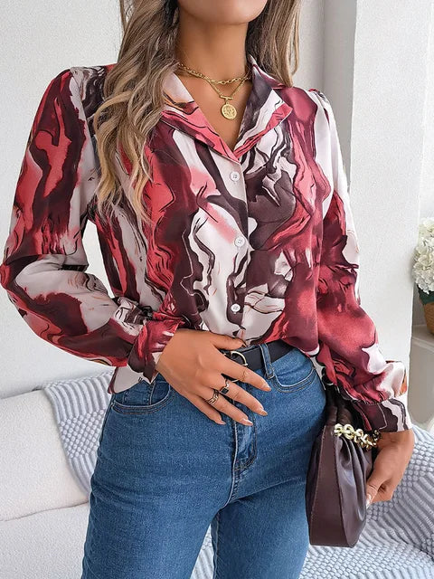 Lucy | Elegante Blouse met Marmerprint