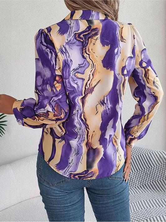 Lucy | Elegant Blouse with Marble Print