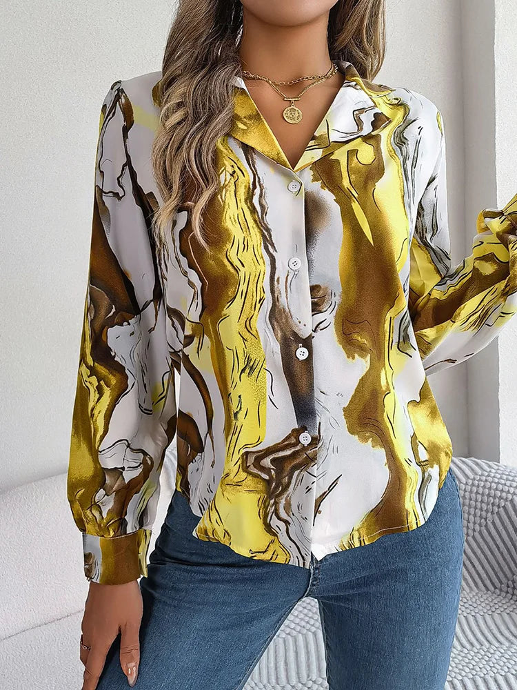 Lucy | Elegante Blouse met Marmerprint