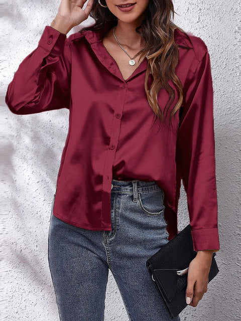 Chelsea | Satijnen Knoopblouse voor Dames