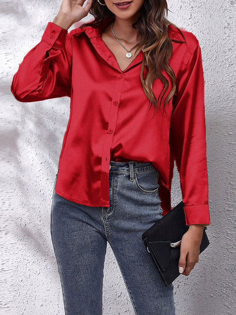 Chelsea | Satijnen Knoopblouse voor Dames