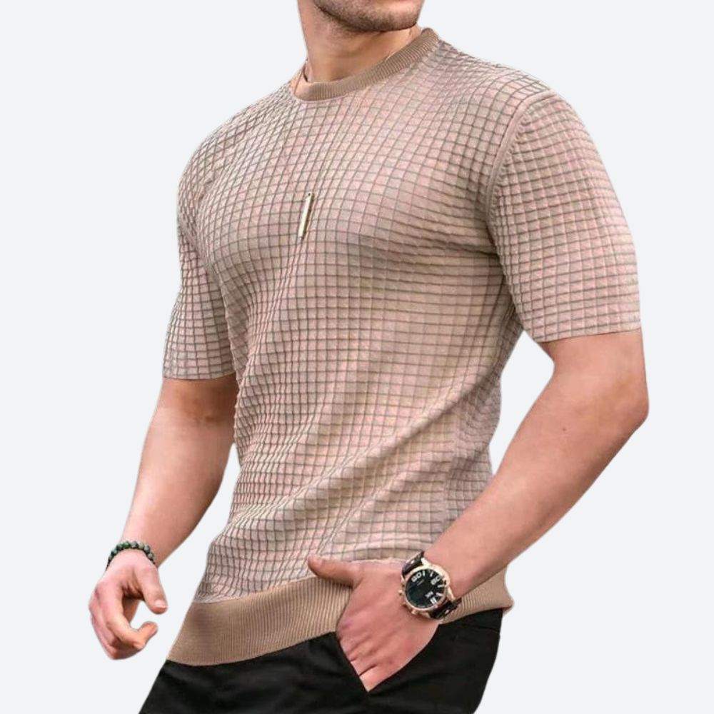 Topman | Stijlvol Gebreid T-shirt met Ruitpatroon