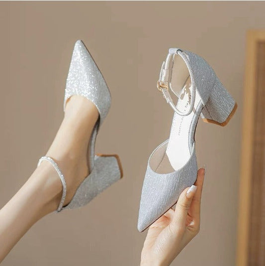 Natalie | Glitter Block Heel Shoes
