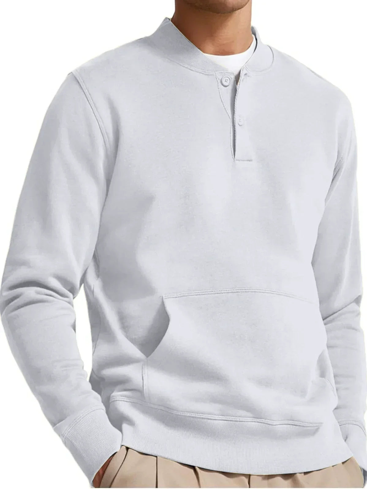 Icoon | Heren sweatshirt met knoopsluiting