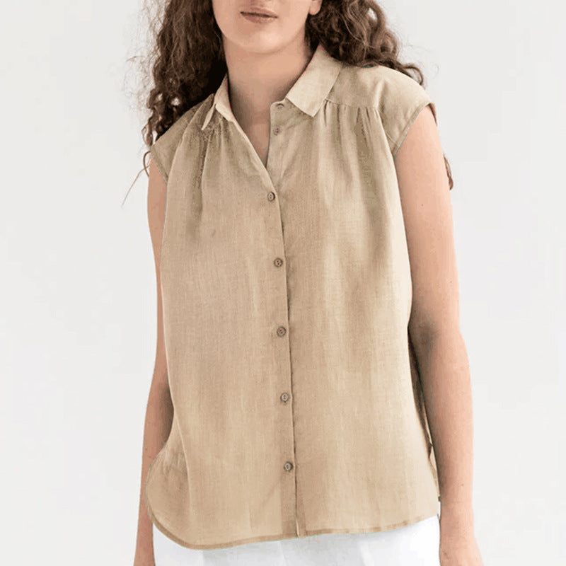 Kaitlyn | Klassieke Mouwloze Blouse met Knopen