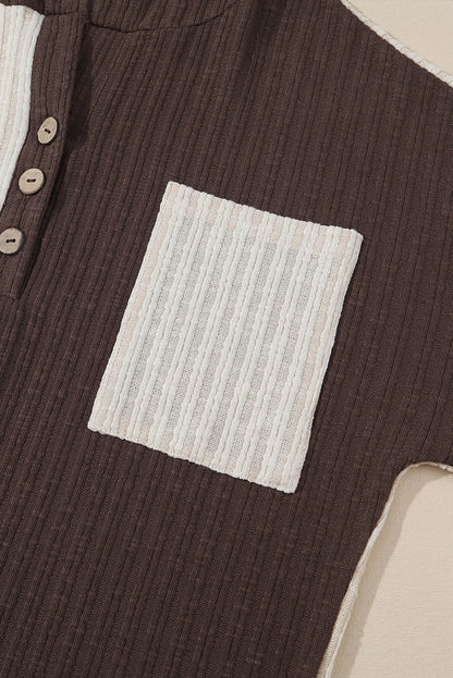 Ava | Colorblock Hoodie Met Knopen En Capuchon