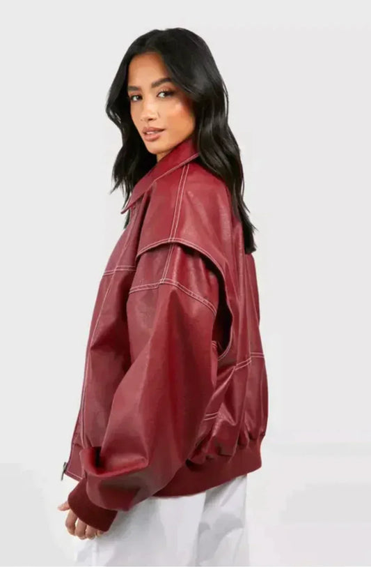 Lily | Oversized Leather Jacket for Women