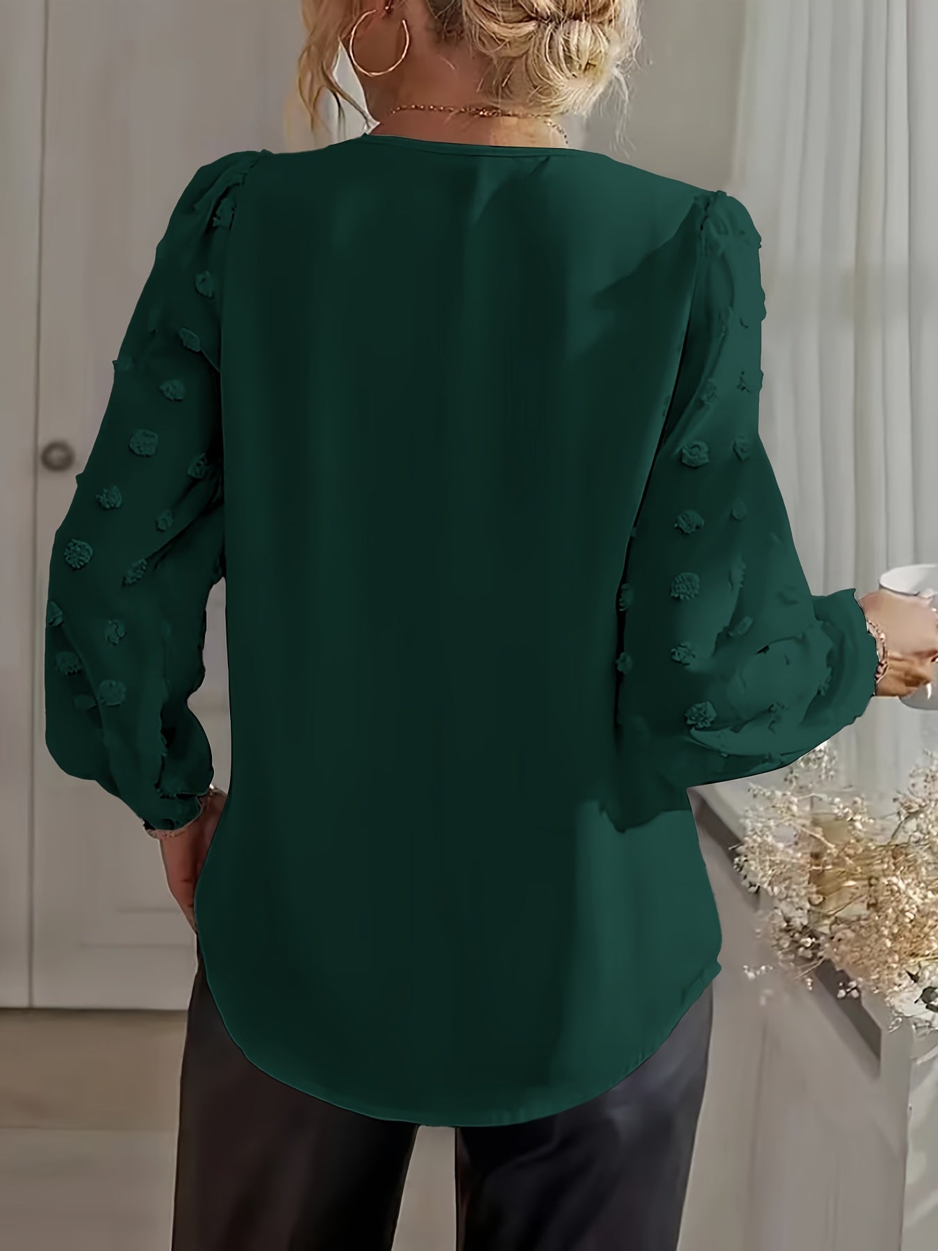 Stella | Blouse met V-hals en Lantaarnmouwen