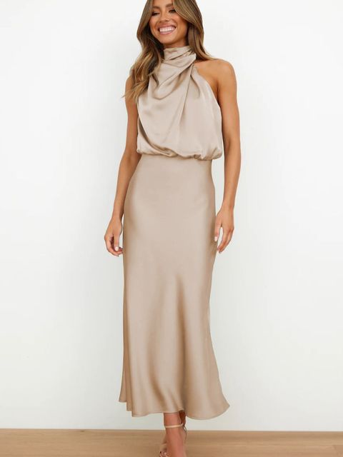 Bailey | Dames Satin Jurk met Hoge Hals