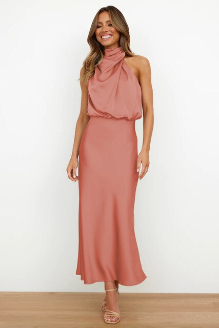 Bailey | Dames Satin Jurk met Hoge Hals