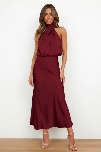 Bailey | Dames Satin Jurk met Hoge Hals