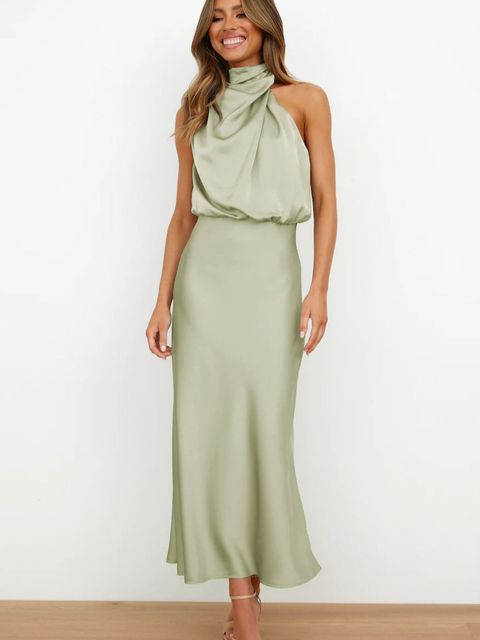 Bailey | Dames Satin Jurk met Hoge Hals