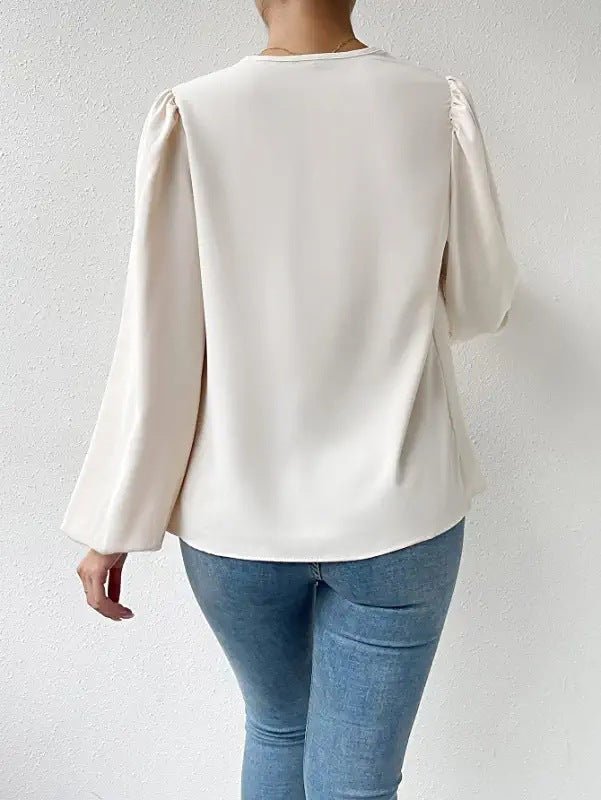 Bella | Gedrapeerde Blouse met Lange Mouwen