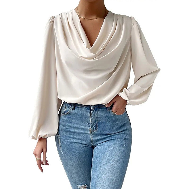 Bella | Gedrapeerde Blouse met Lange Mouwen