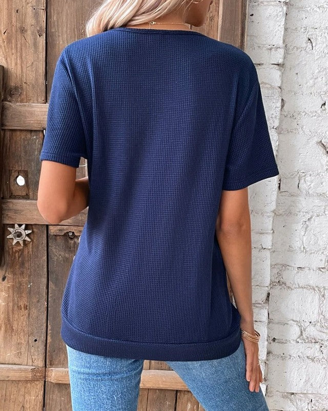 Lydia | Gebreid T-shirt met V-hals