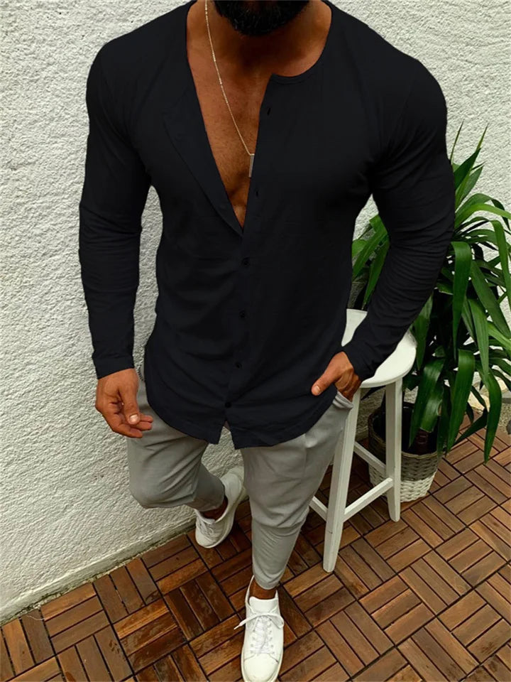 Alex | Slim Fit Overhemd met Lange Mouwen en Knopen