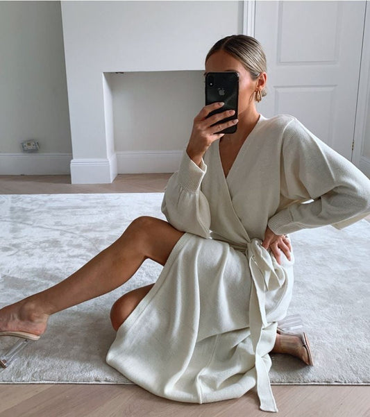 Layla | Knitted long wrap dress