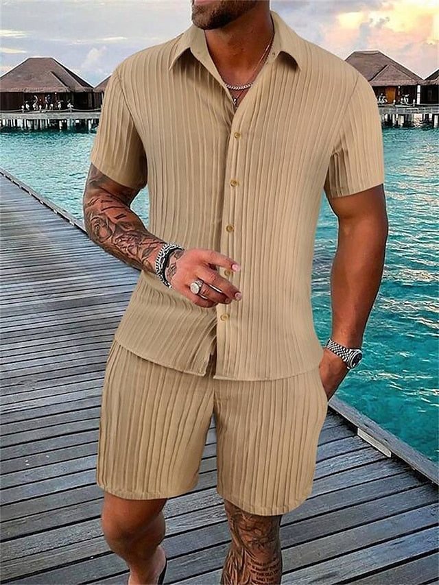 Joel | Casual Geribd Overhemd & Shorts