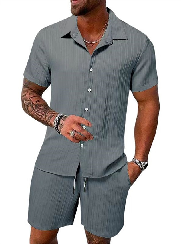 Joel | Casual Geribd Overhemd & Shorts