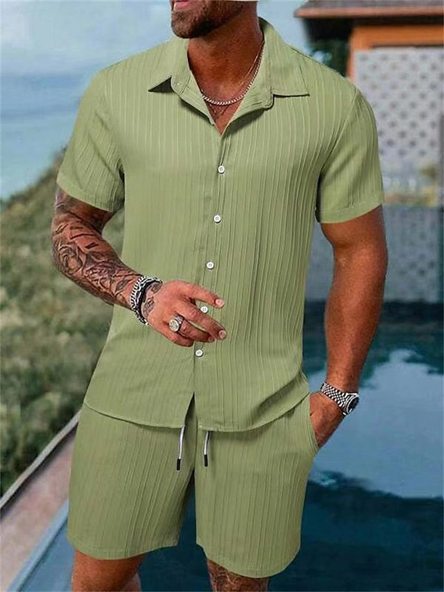 Joel | Casual Geribd Overhemd & Shorts
