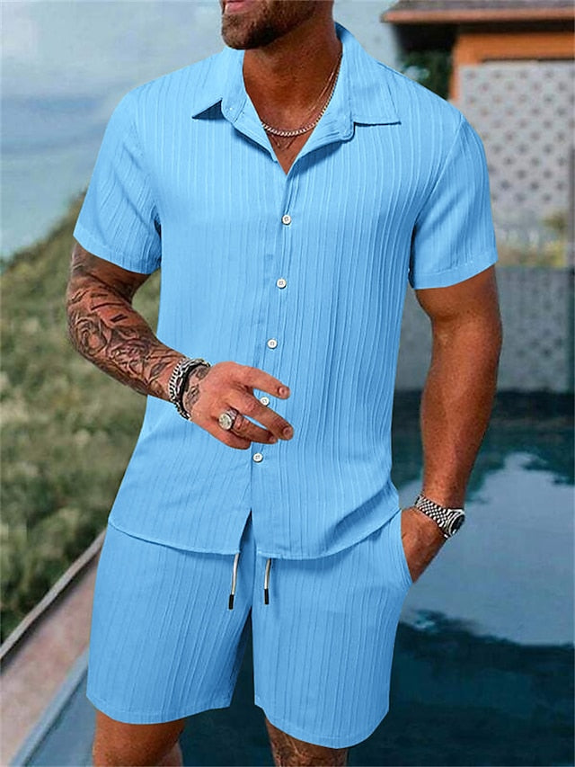 Joel | Casual Geribd Overhemd & Shorts