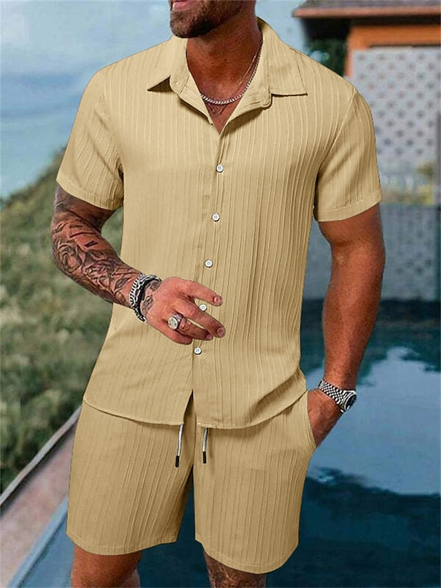 Joel | Casual Geribd Overhemd & Shorts