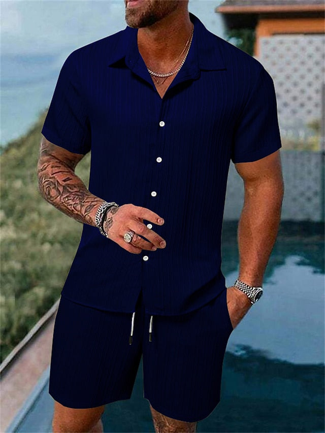 Joel | Casual Geribd Overhemd & Shorts