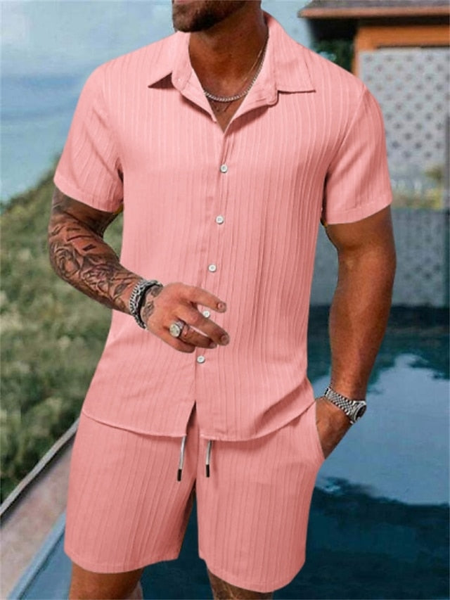Joel | Casual Geribd Overhemd & Shorts