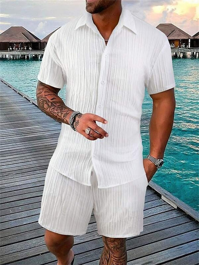 Joel | Casual Geribd Overhemd & Shorts