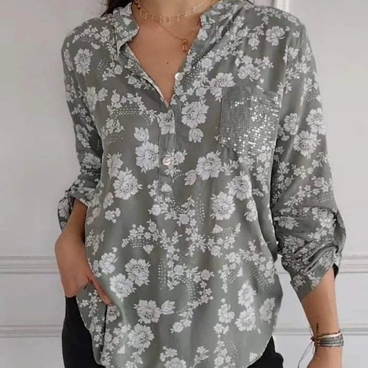 Emery | Casual Loose-Fitting Floral Print Blouse