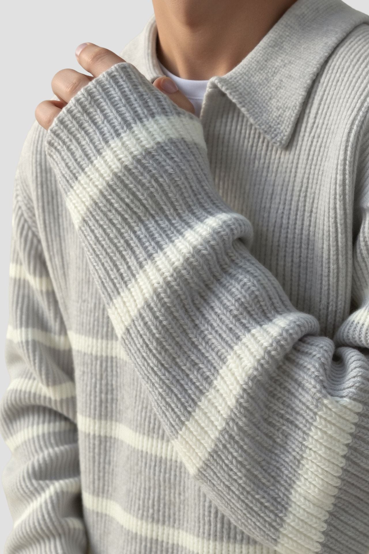 Icoon | Gestreepte heren zip trui