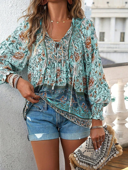 Leila | Gebloemde V-Hals Blouse Dames