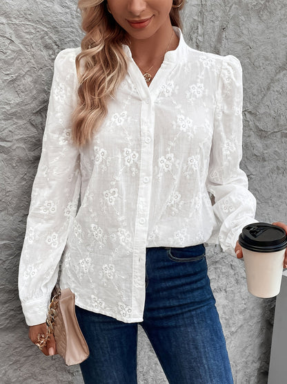 Gracie | Elegante Blouse met Geborduurde Bloemen