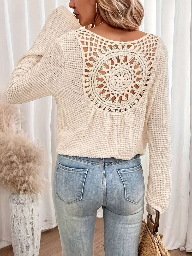 Kennedy | Wafelgebreide Blouse Met Gehaakte Rug