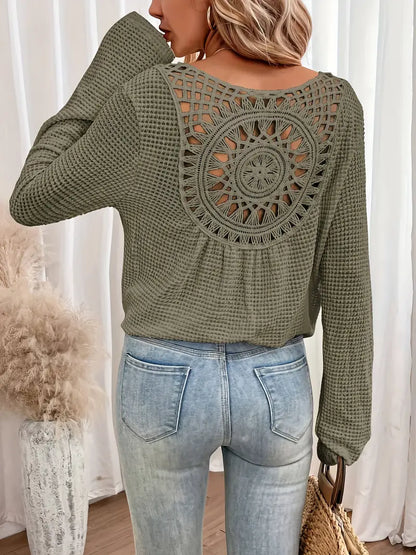 Kennedy | Wafelgebreide Blouse Met Gehaakte Rug