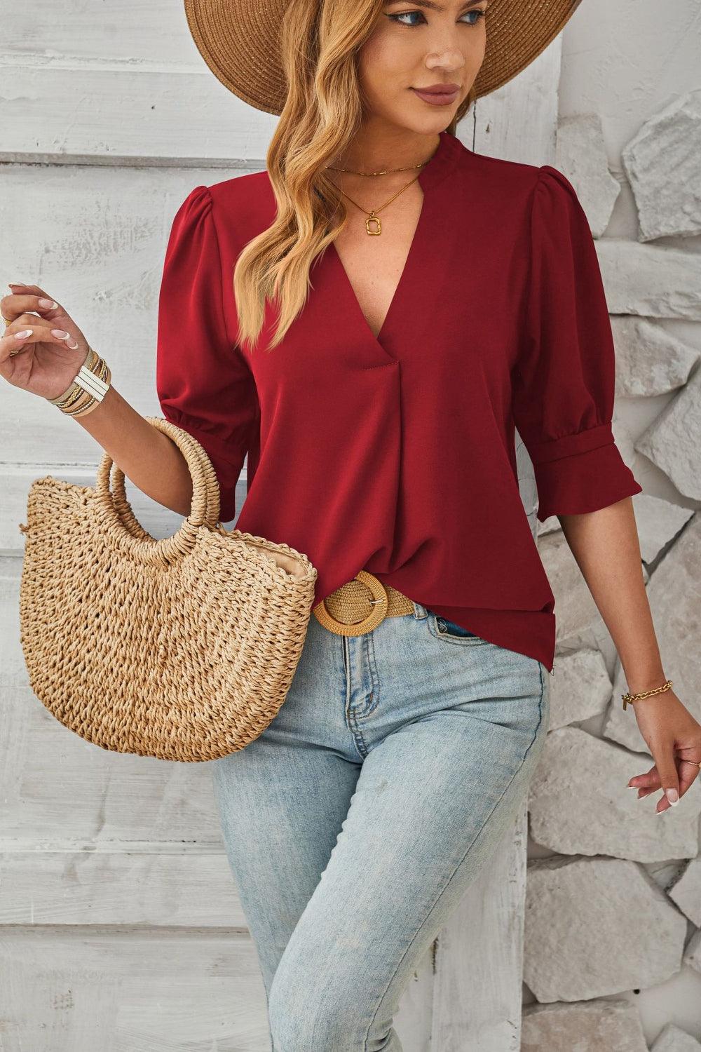 Casey | Zomerse Blouse met Pofmouwen